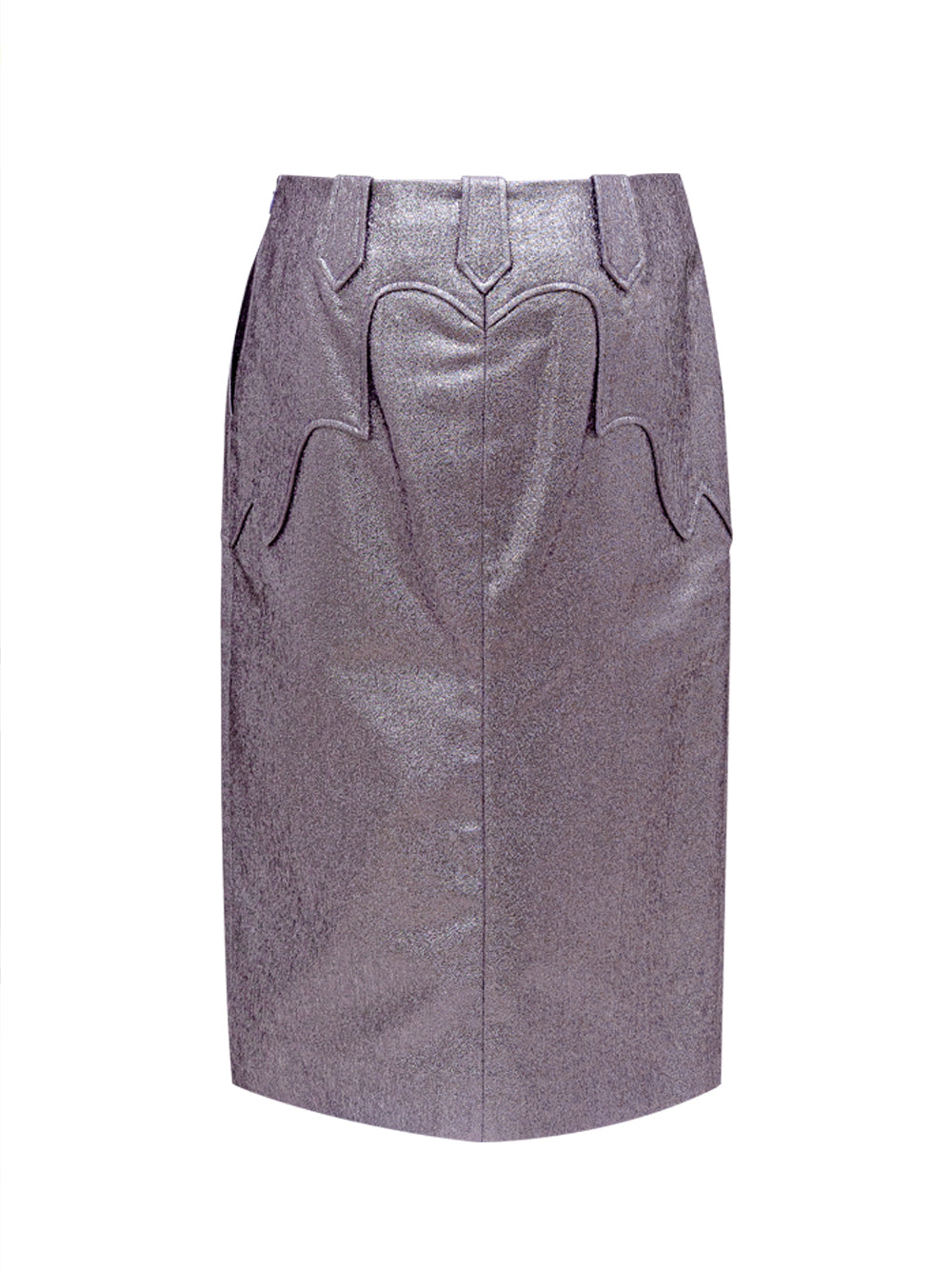 Tom Ford Purple Lurex Eco-Leather Midi Skirt with 'Country' Detail – Siebentaschen
