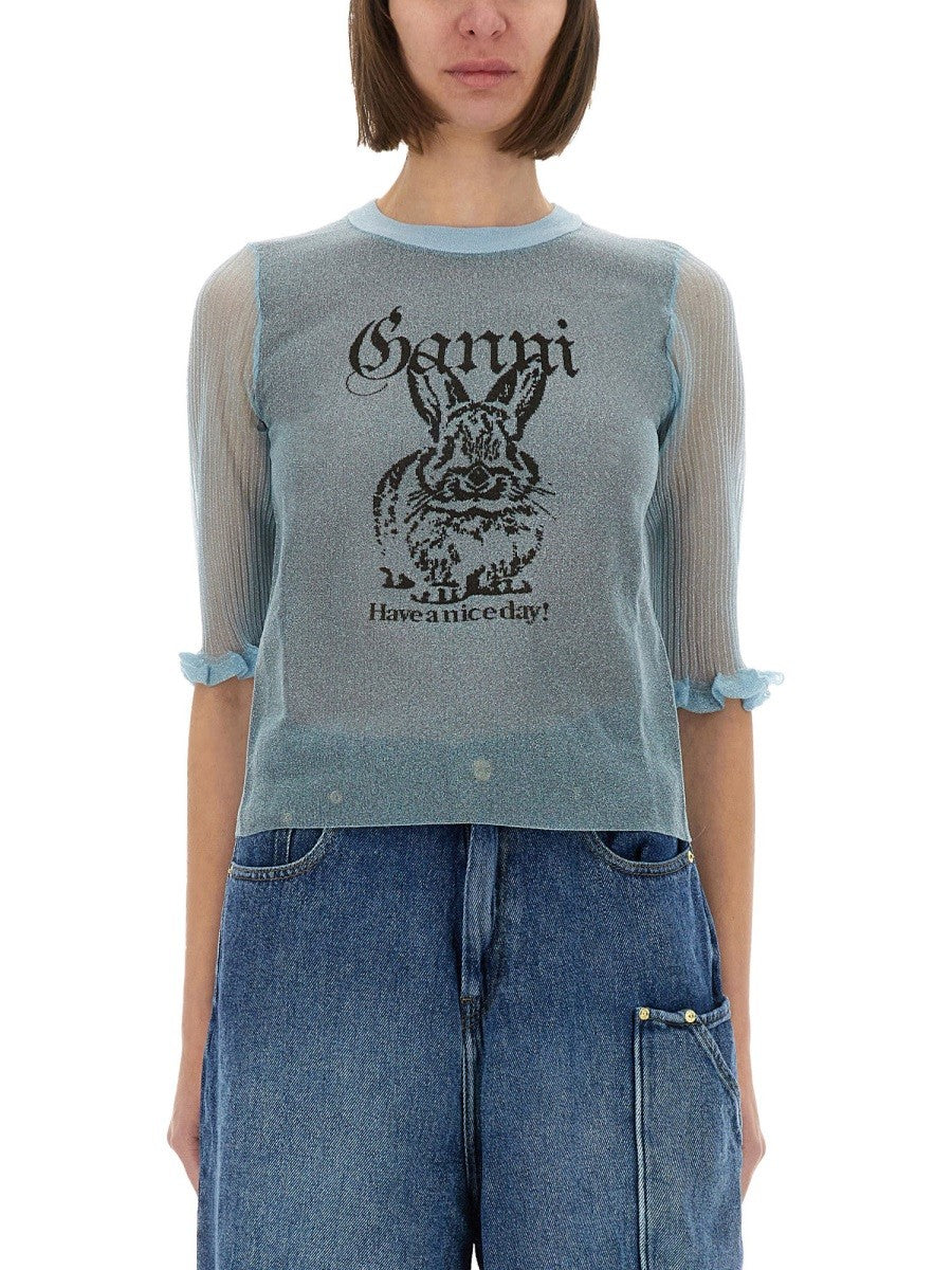 GANNI LUREX KNIT "BUNNY" TOP