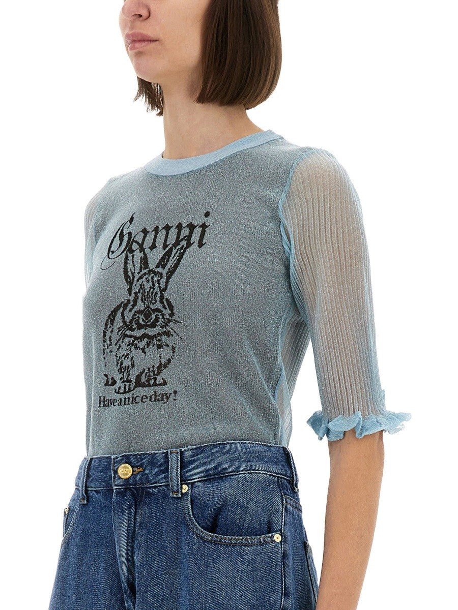 GANNI LUREX KNIT "BUNNY" TOP