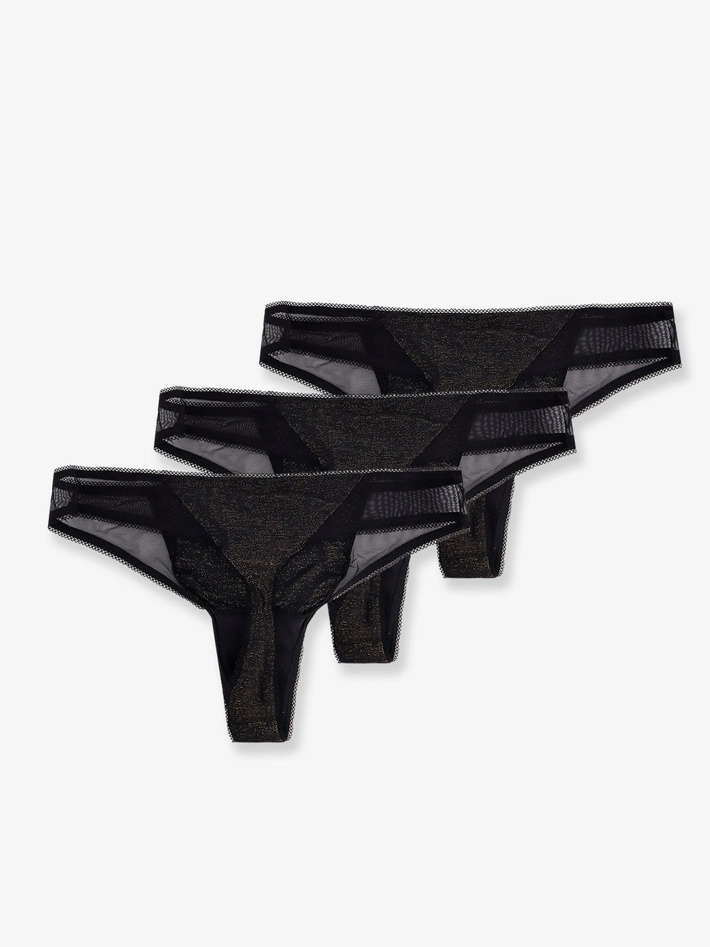 Boss Lurex thong tripack with lace trim