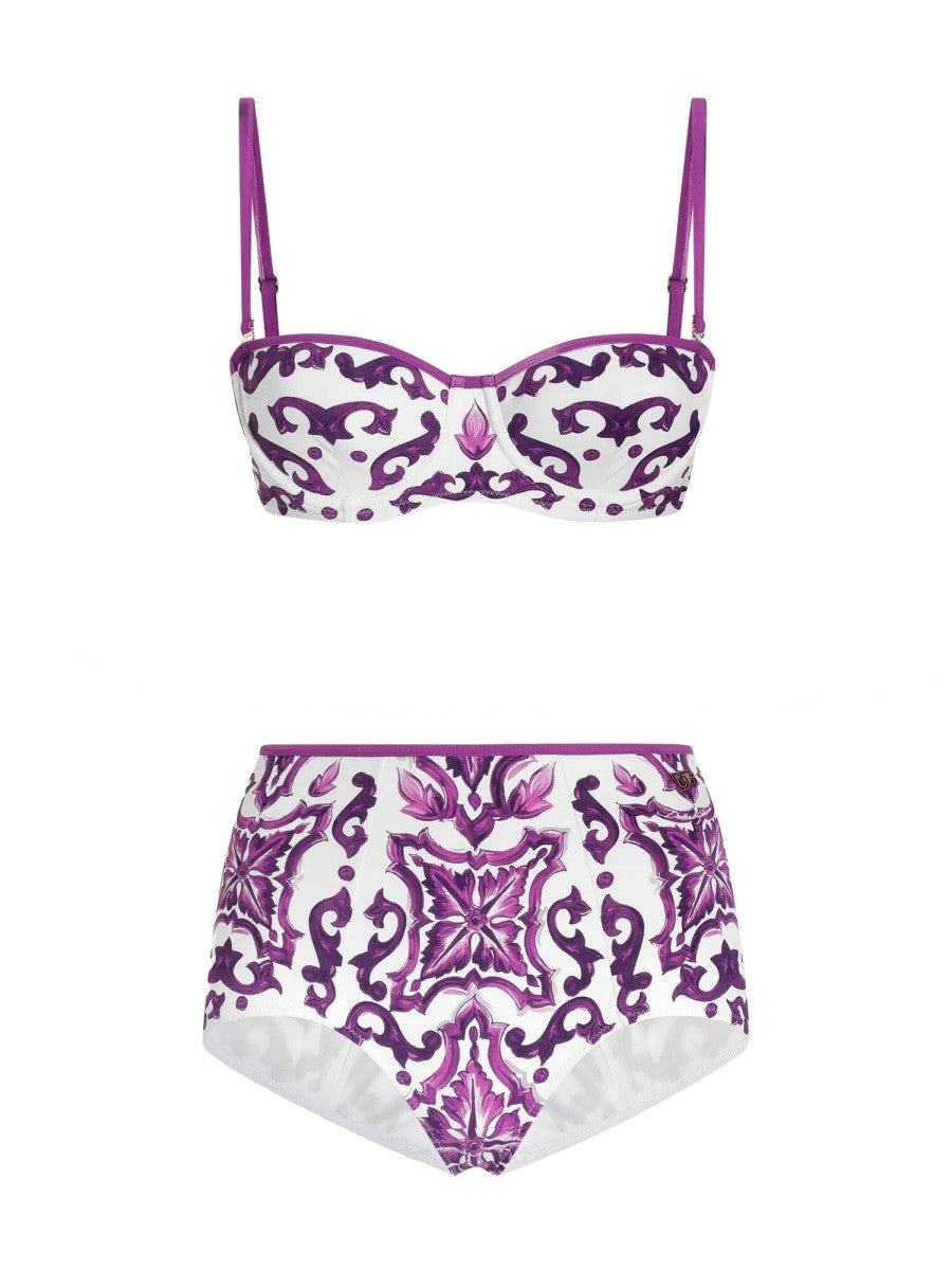 Dolce & Gabbana MAJOLICA PRINT BIKINI SWIMSUIT