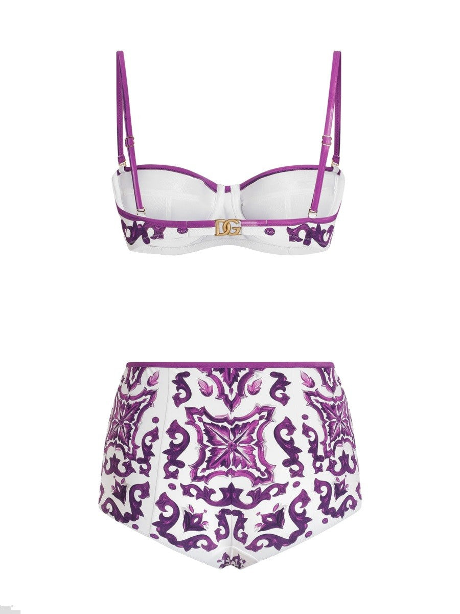 Dolce & Gabbana MAJOLICA PRINT BIKINI SWIMSUIT