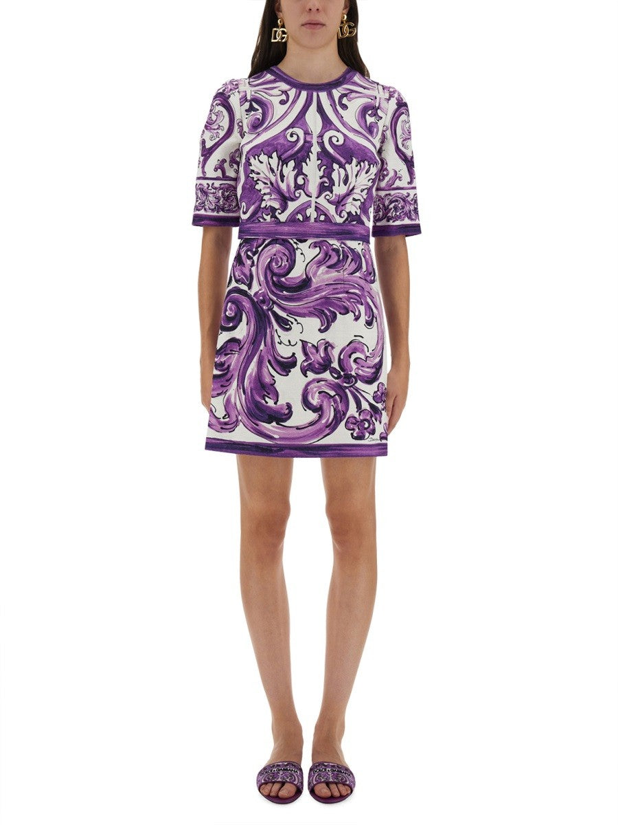 Dolce & Gabbana MAJOLICA PRINT MINI DRESS