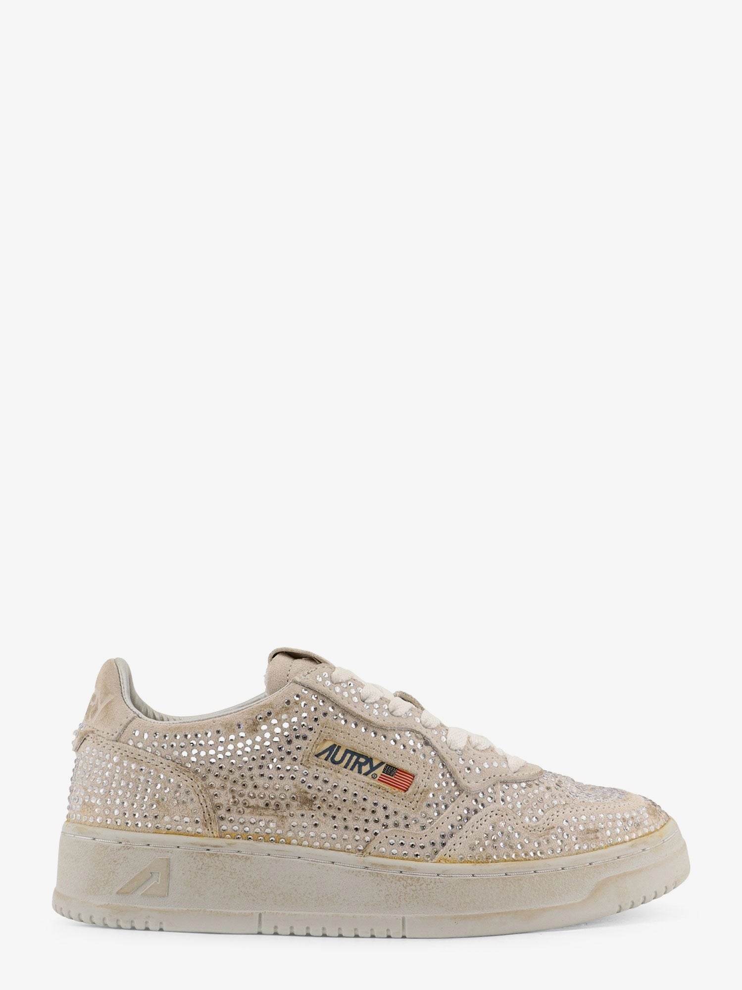Autry Medalist Low suede sneakers with rhinestones