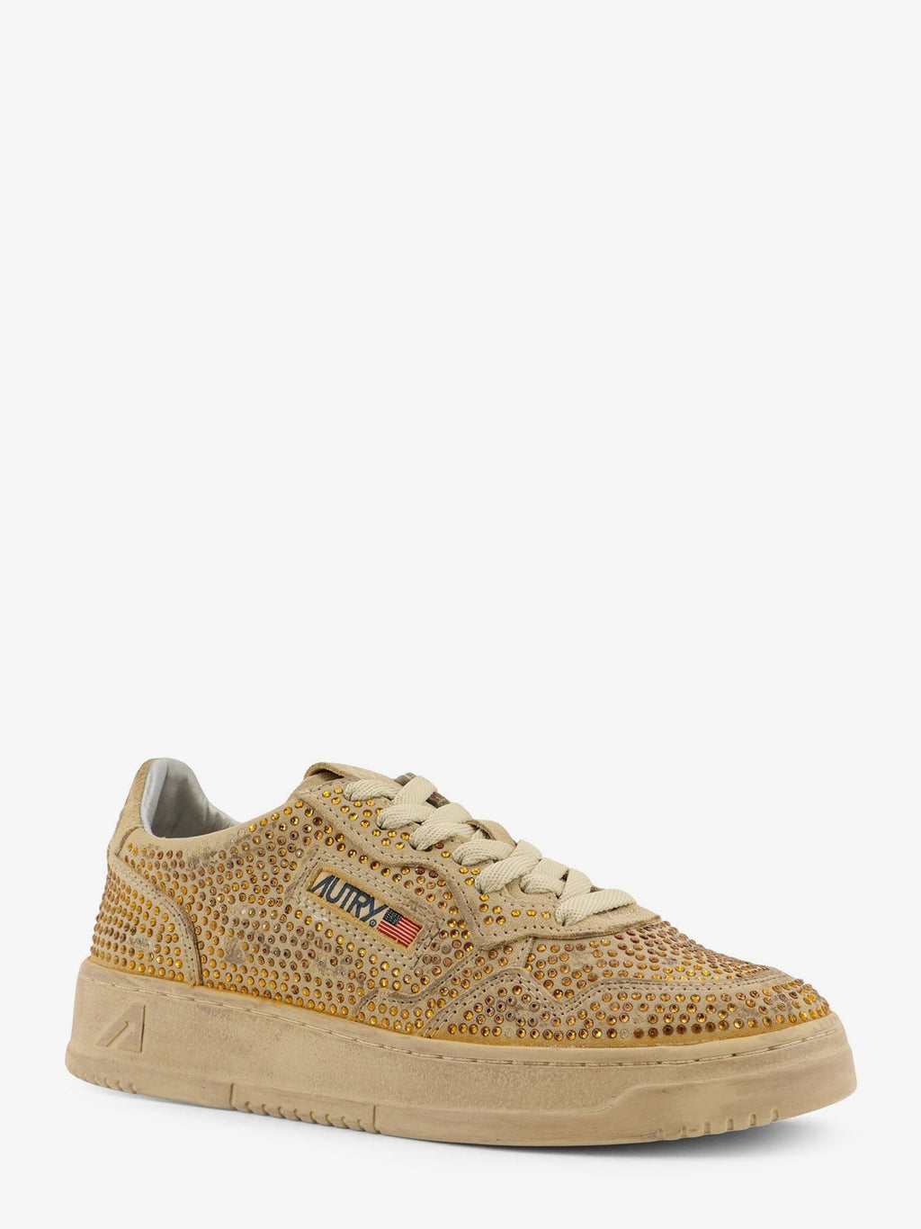 Autry Medalst Low suede sneakers with rhinestones
