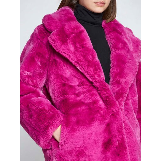 Apparis Damen Fashion Jacke Lila Kunstpelzmantel