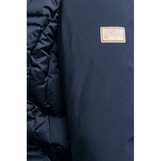 Yes Zee Blue Polyester Women's Jacket With Drawstring Hood