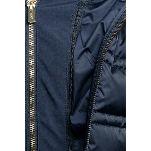Yes Zee Blue Polyester Women's Jacket With Drawstring Hood