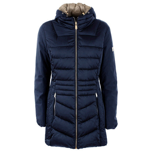 Yes Zee Blue Polyester Women's Jacket With Drawstring Hood