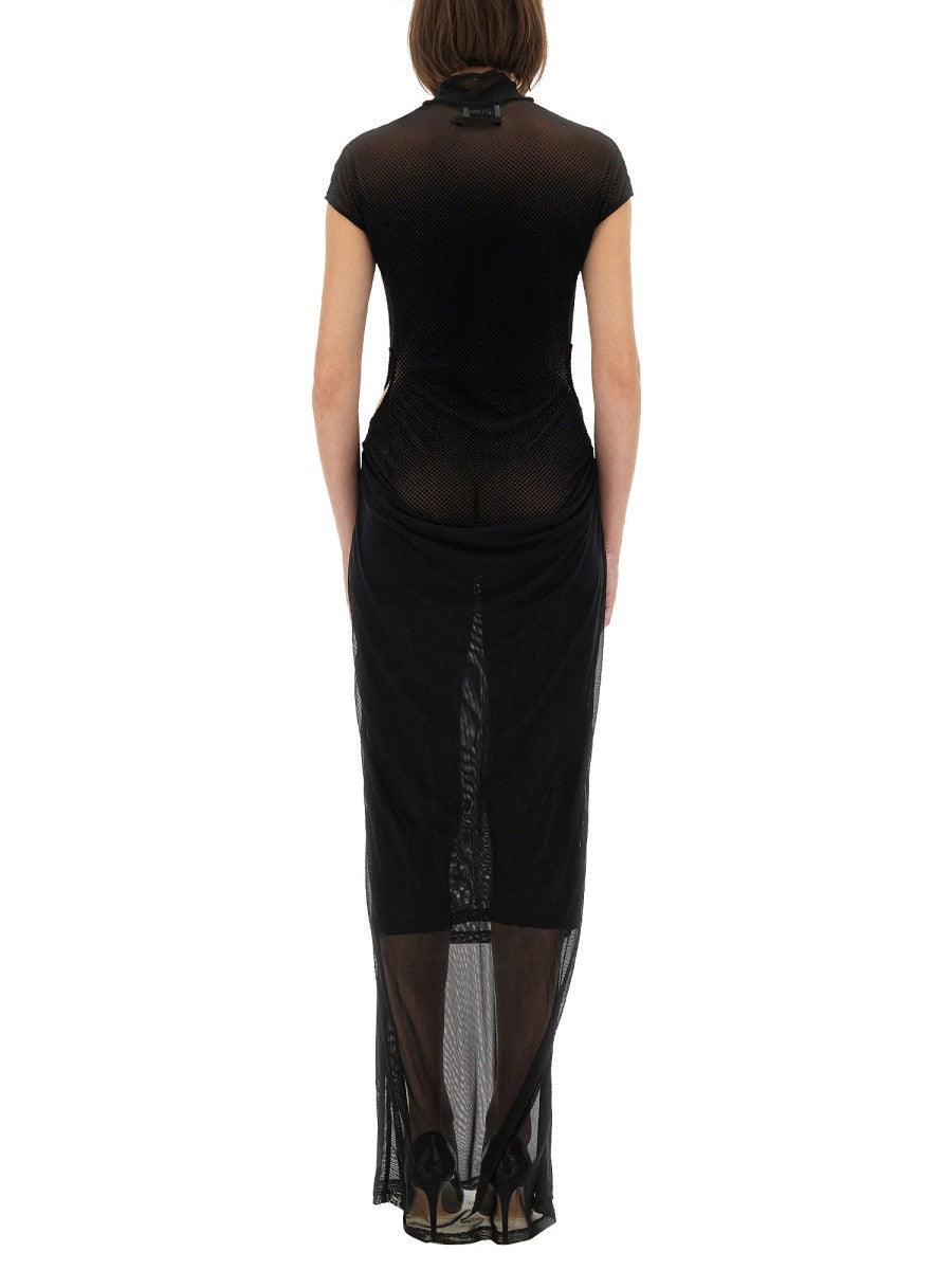 JEAN PAUL GAULTIER MESH DRESS WITH FLOCKED LOGO