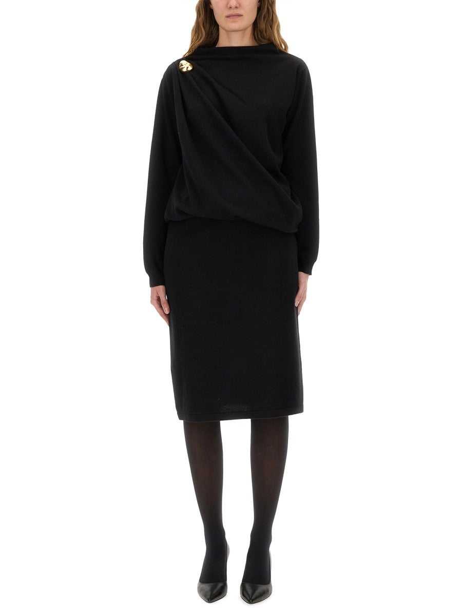 Fabiana Filippi MIDI DRESS WITH GOLD DETAIL