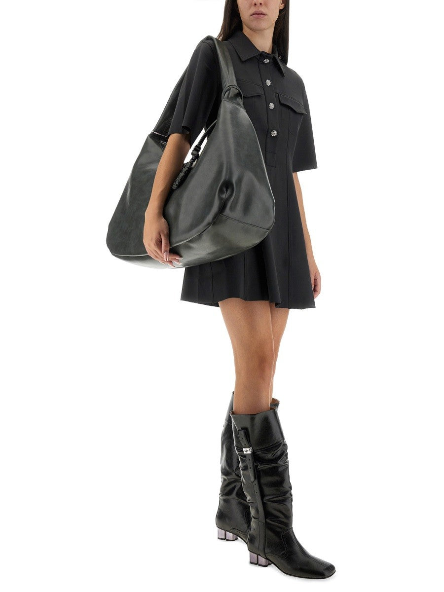 GANNI MINI DRESS WITH SCALLOPED BUTTONS