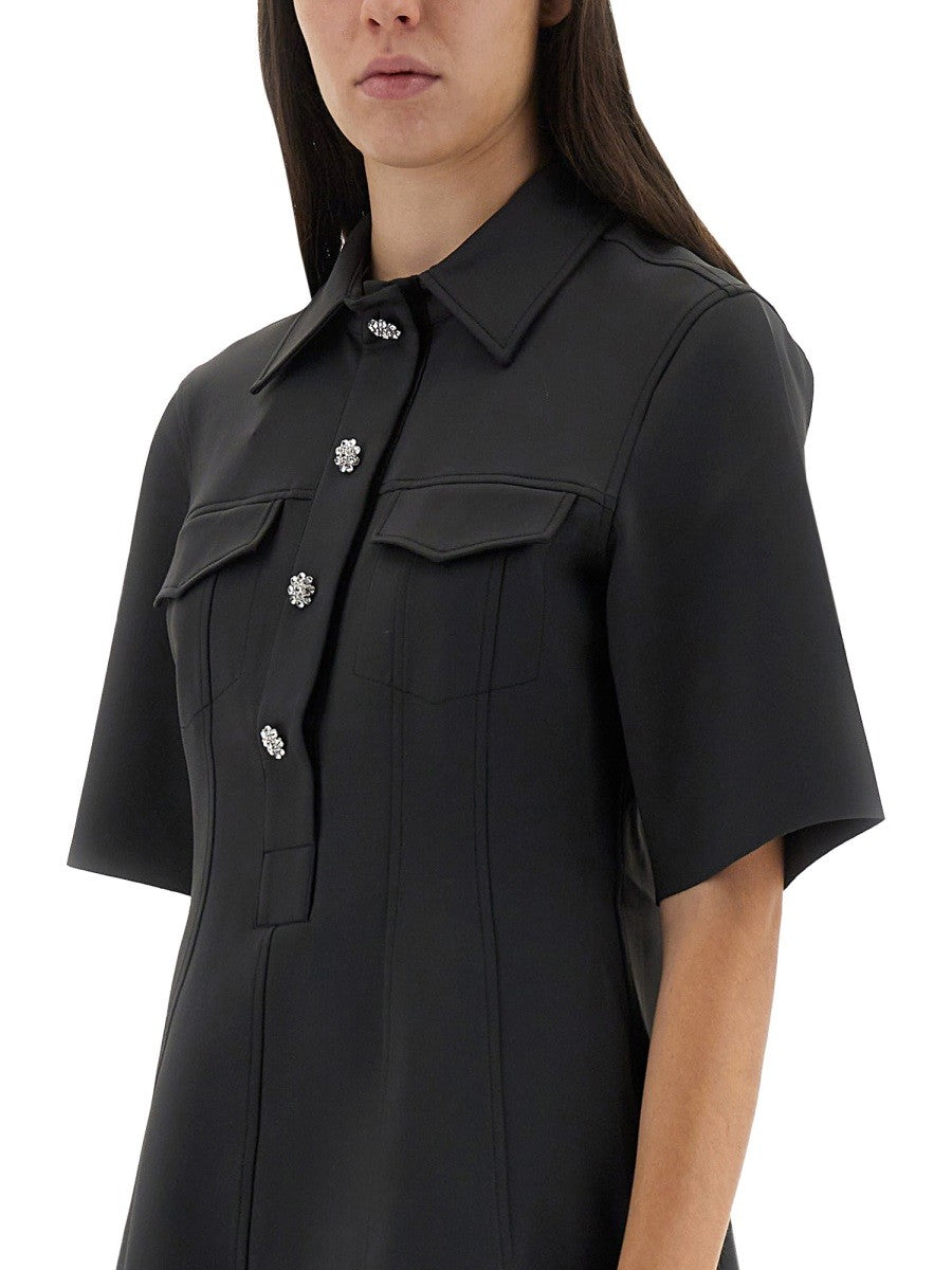 GANNI MINI DRESS WITH SCALLOPED BUTTONS