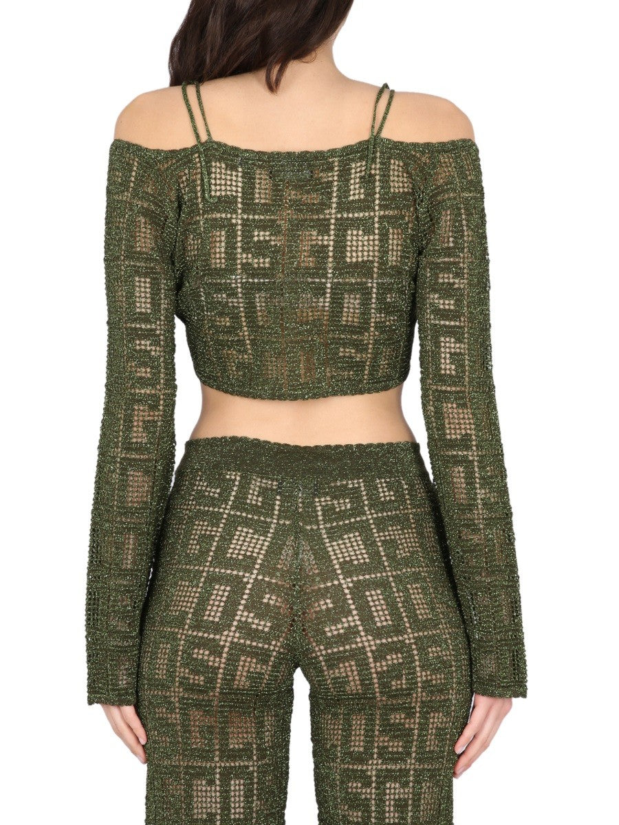 gcds MONOGRAM MACRAME TOP