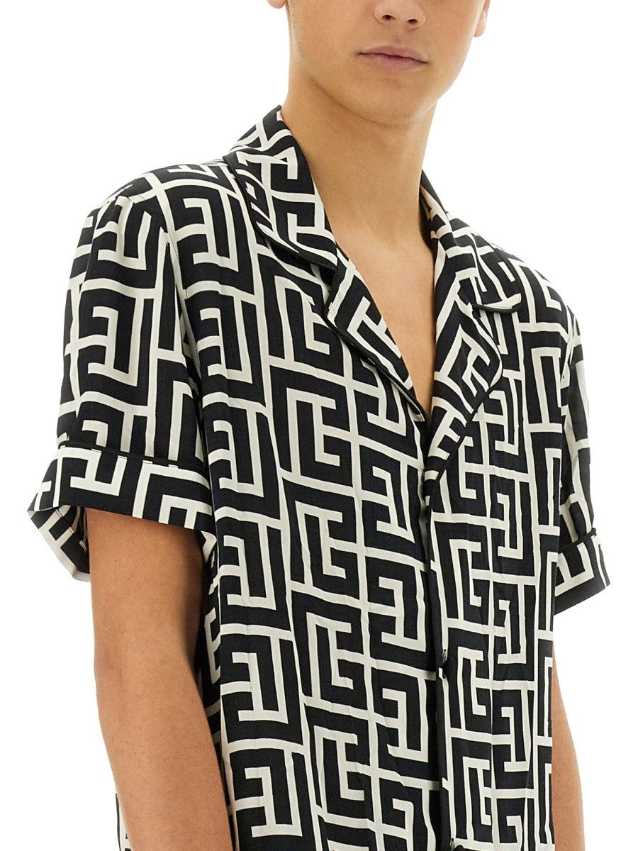 Balmain MONOGRAM PRINT PAJAMA SHIRT