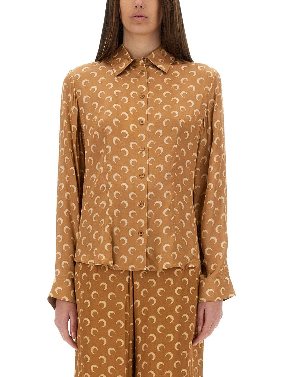 MARINE SERRE "MOON" SATIN SHIRT