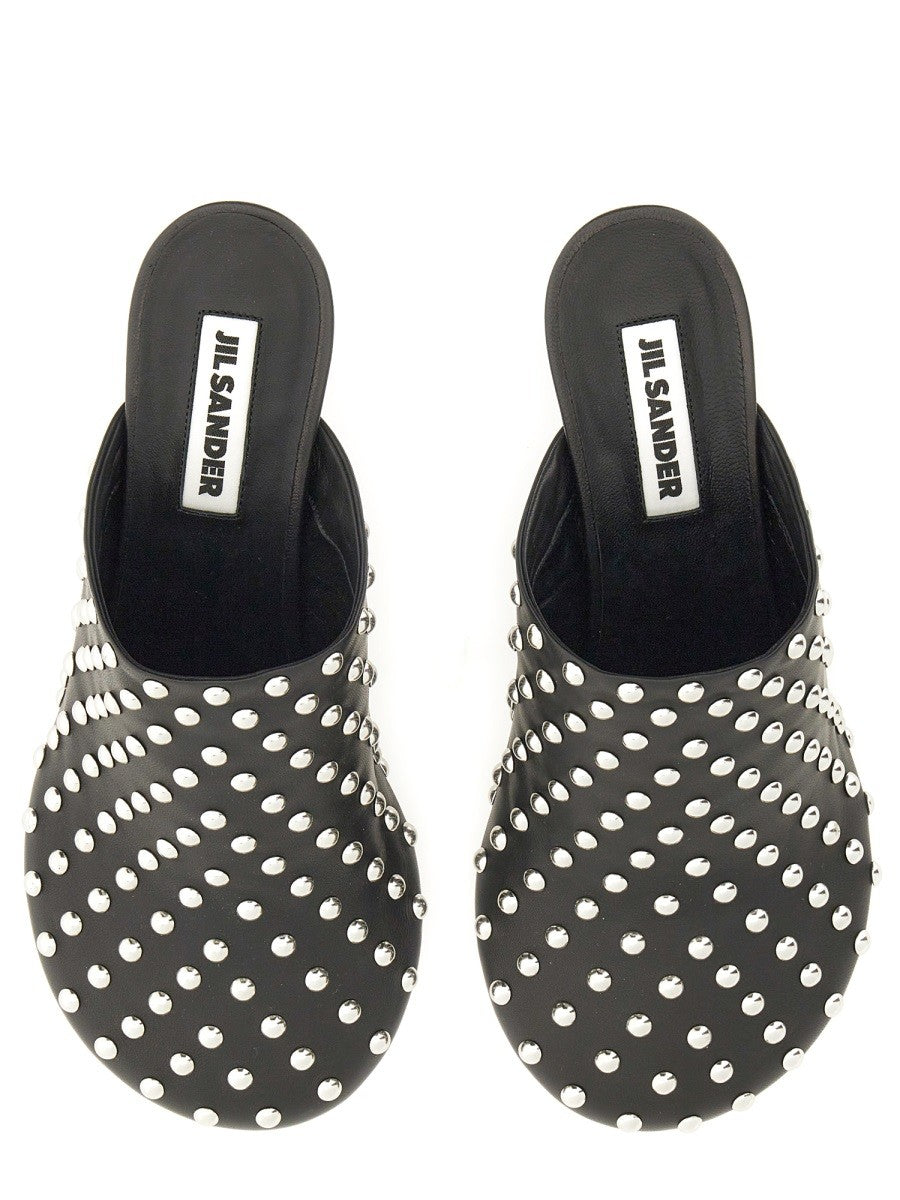 JIL SANDER NAPPA LEATHER MULES WITH STUDS