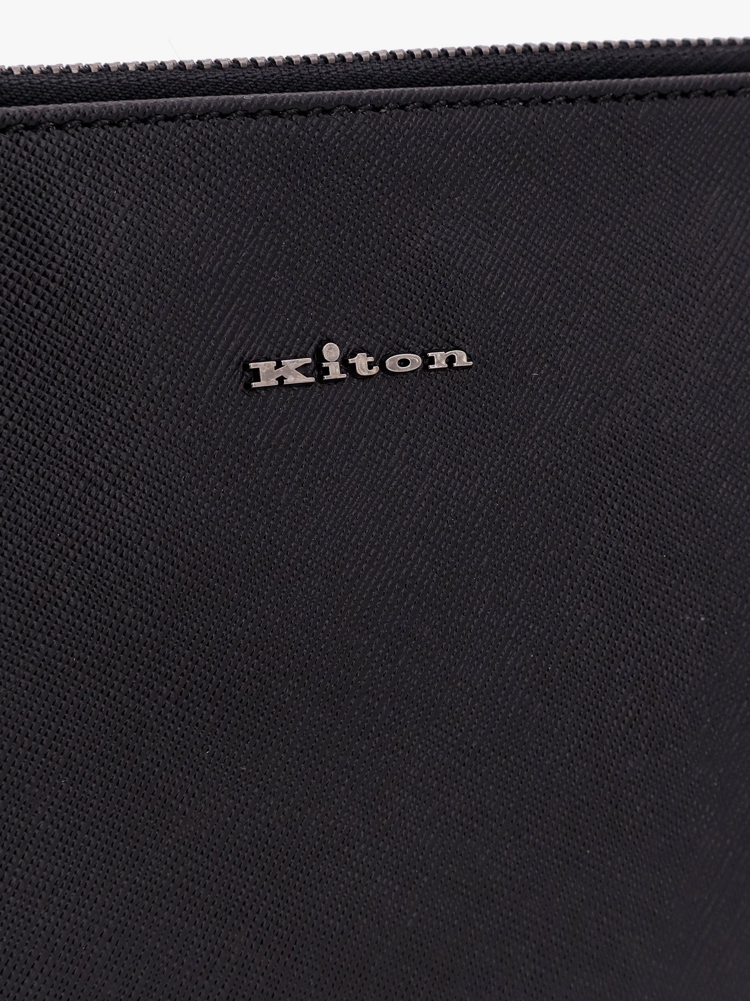 KITON CIRO PAONE Nylon clutch bag with iconic logo embroidery