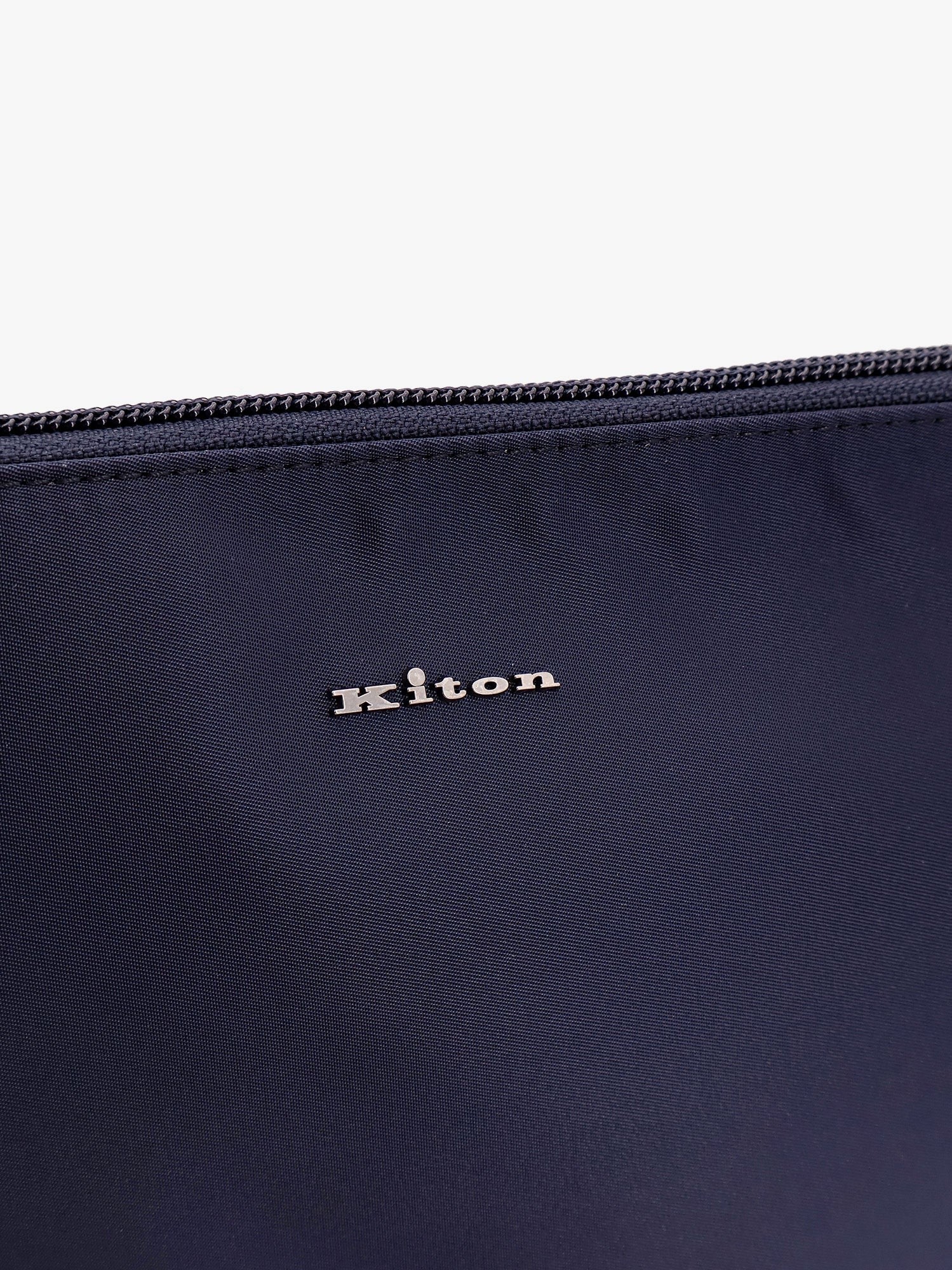 KITON CIRO PAONE Nylon clutch with metal lettering logo