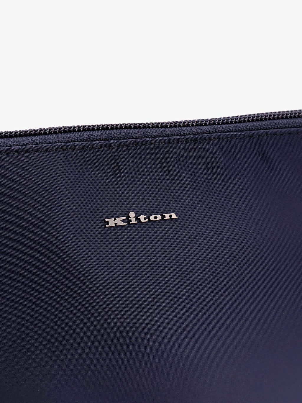KITON CIRO PAONE Nylon clutch with metal lettering logo