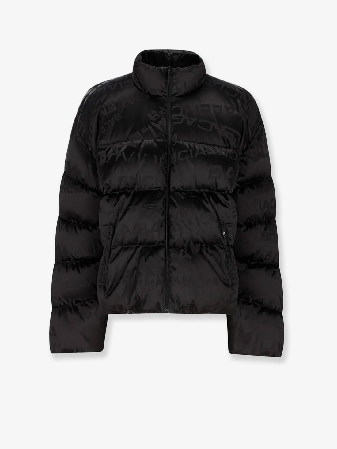 Balenciaga Nylon down jacket with all-over lettering logo