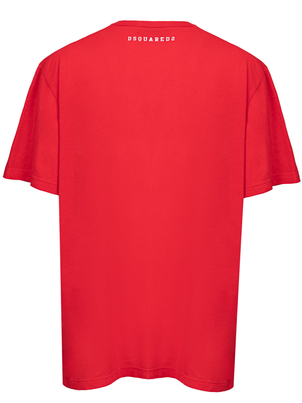 Red Cotton Overfit T-shirt with Print Dsquared2