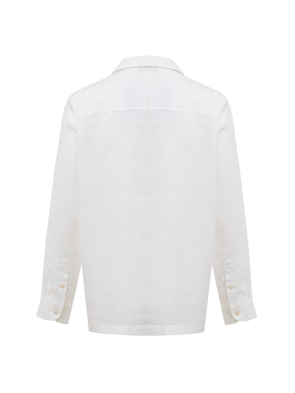 Gran Sasso Men's White Linen Shirt – V-Neck, Long Sleeve – Siebentaschen