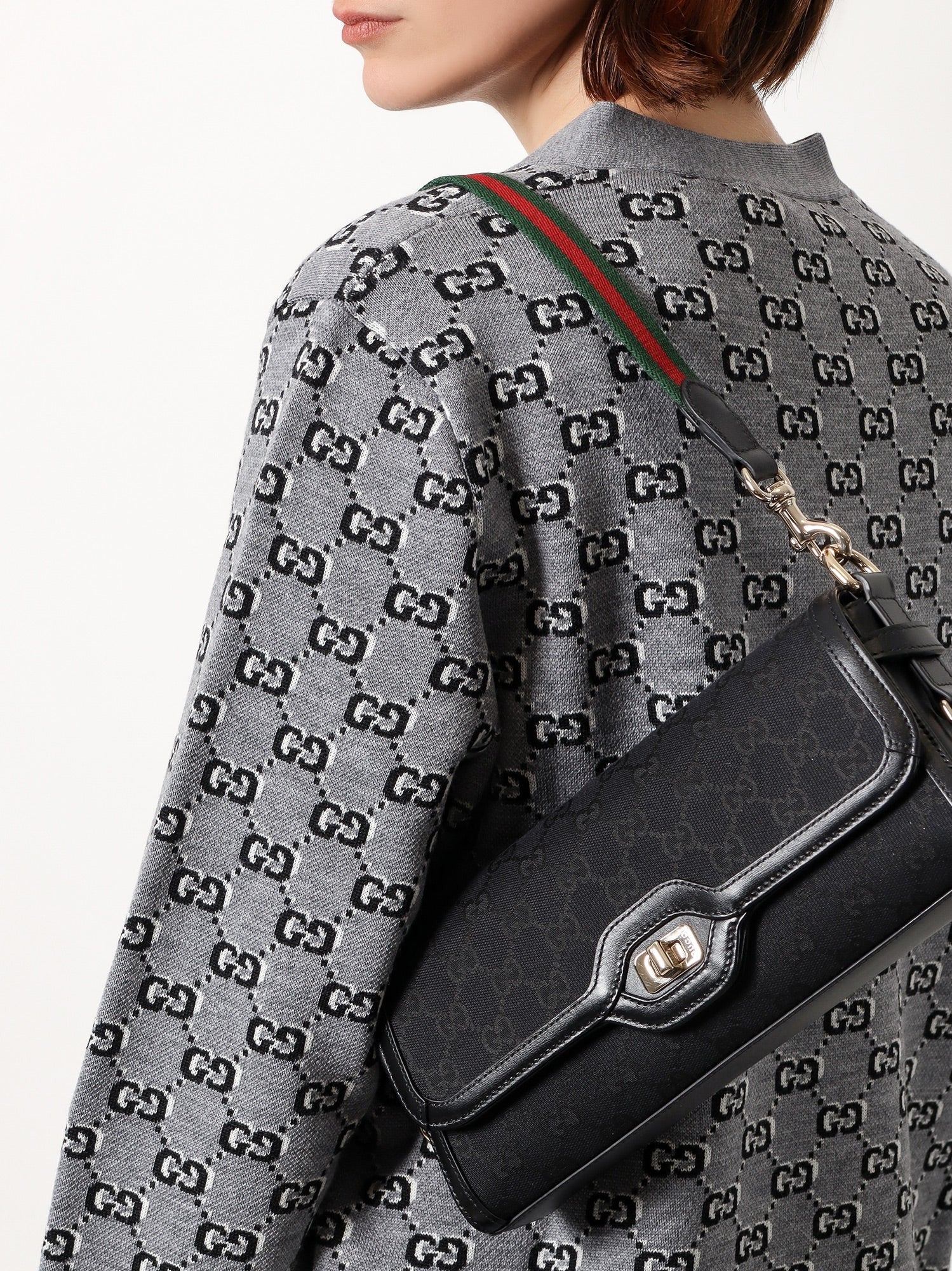 Gucci Original gg and leather shoulder bag