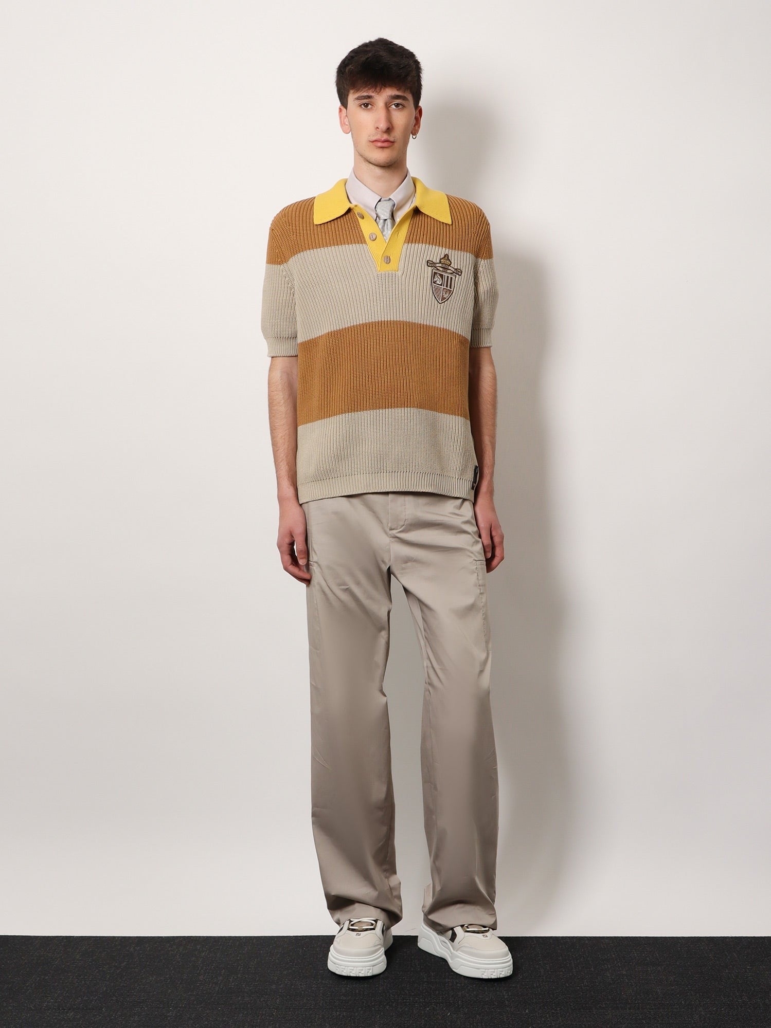 Fendi Oxford shirt with fendi crest embroidery