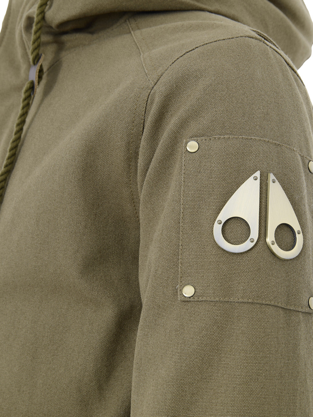 Long Green Fabric Parka Jacket with Large Pockets