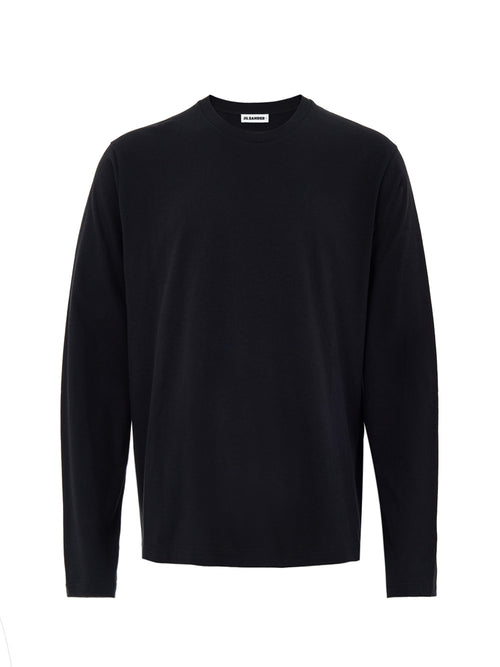 Jil Sander Black Long-Sleeve T-Shirt with Tone Embroidered Logo – Siebentaschen