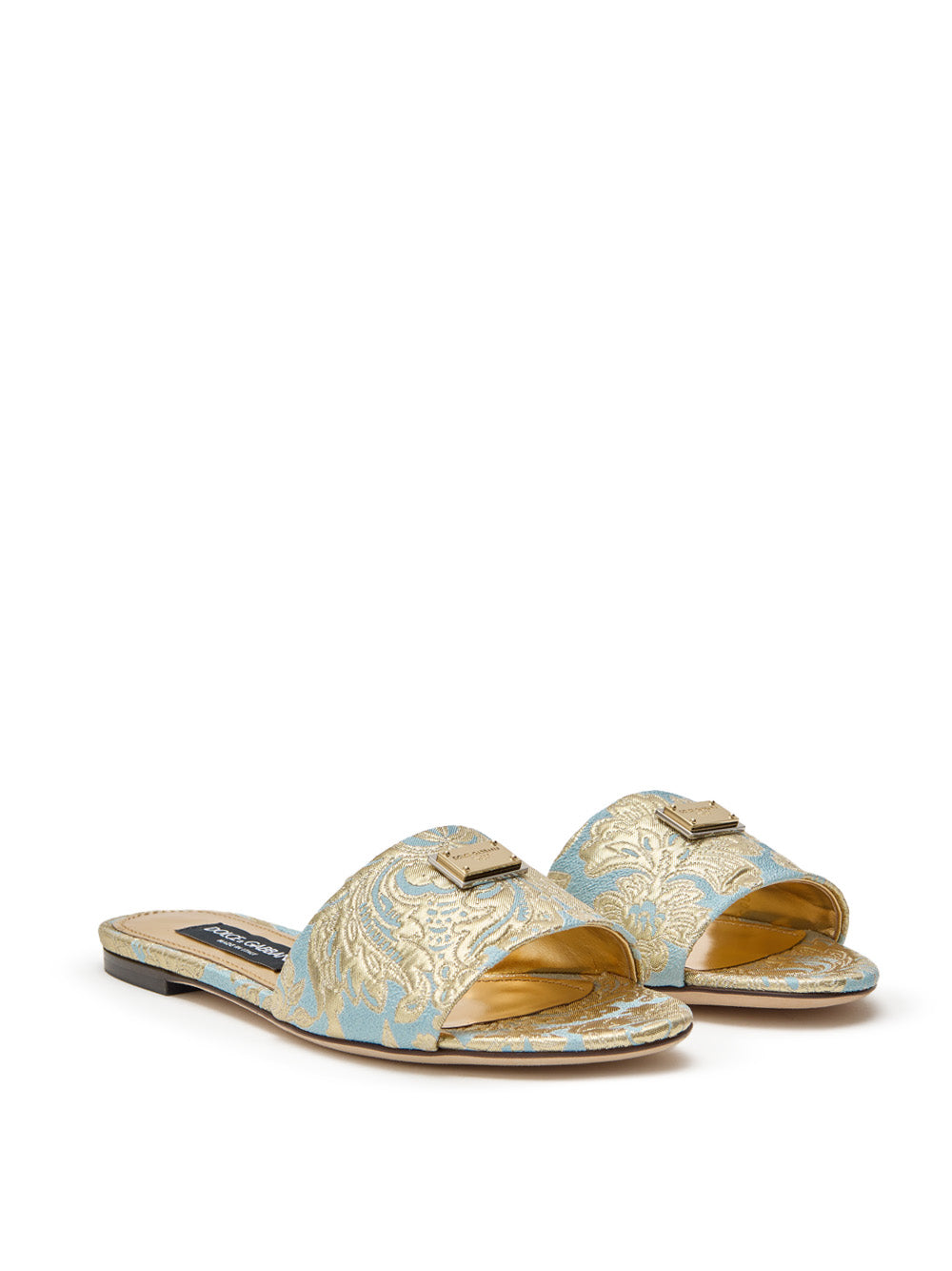 Dolce & Gabbana Gold Brocade Motif Slide