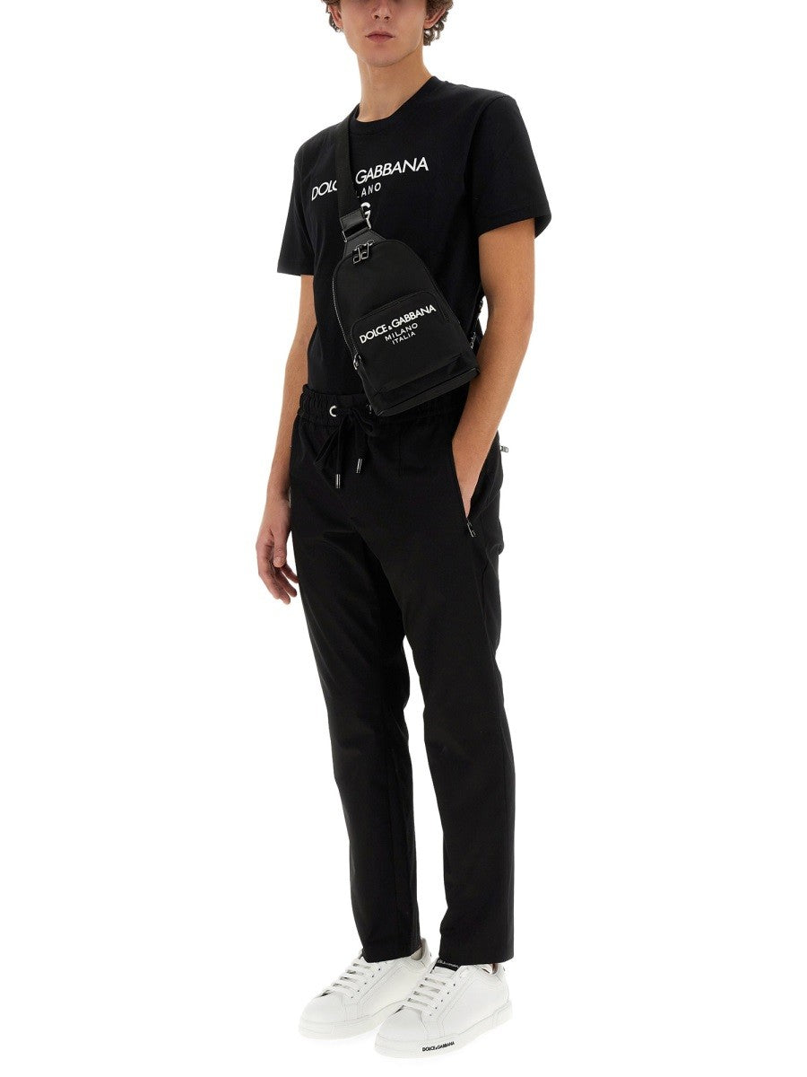 Dolce & Gabbana JOGGING PANTS WITH PLAQUE