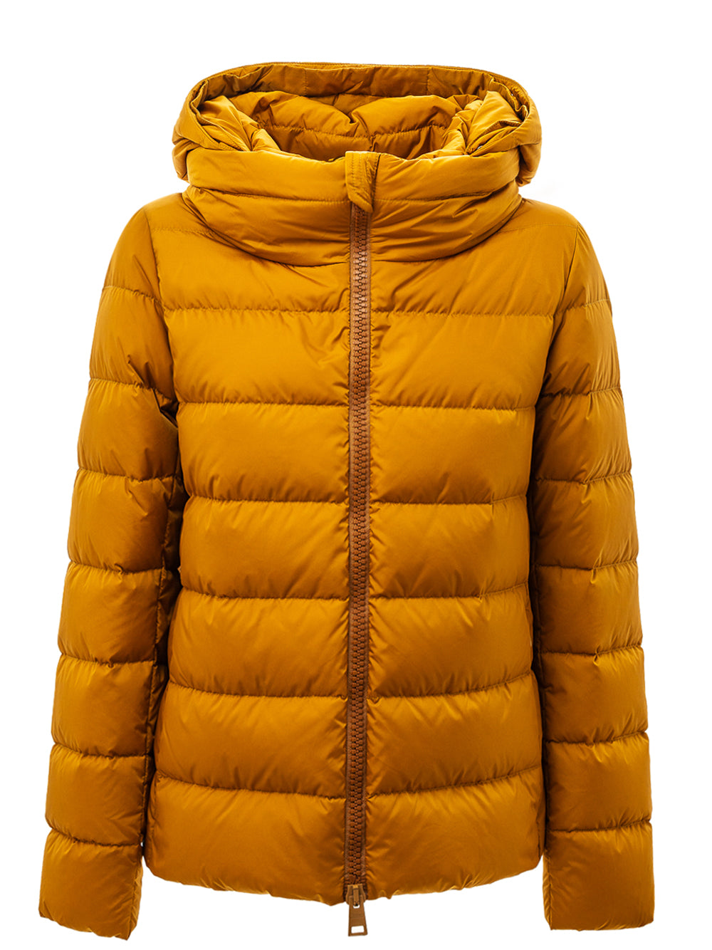 Padded down jacket with hood and removable fur Herno