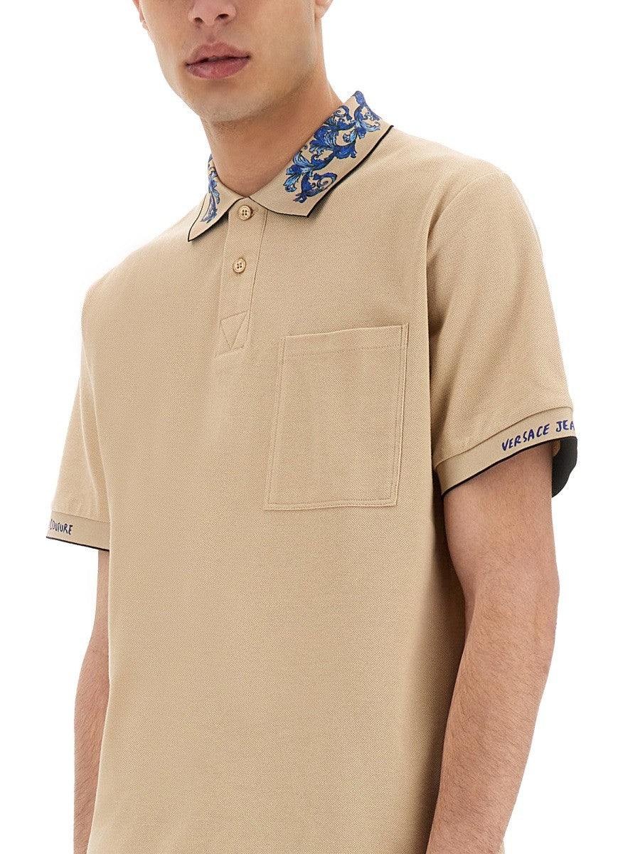 Versace Jeans Couture POLO SHIRT WITH BAROQUE OUTLINE COLLAR