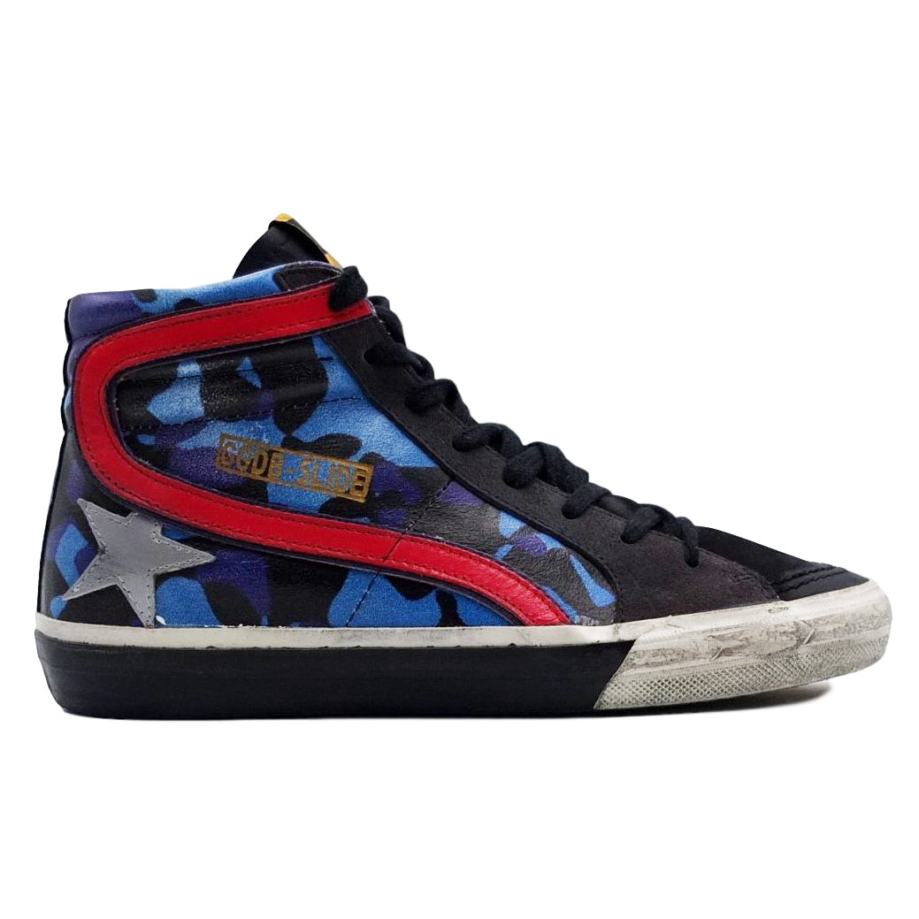 Golden Goose High Top Sneakers In Calfskin With Multicolored