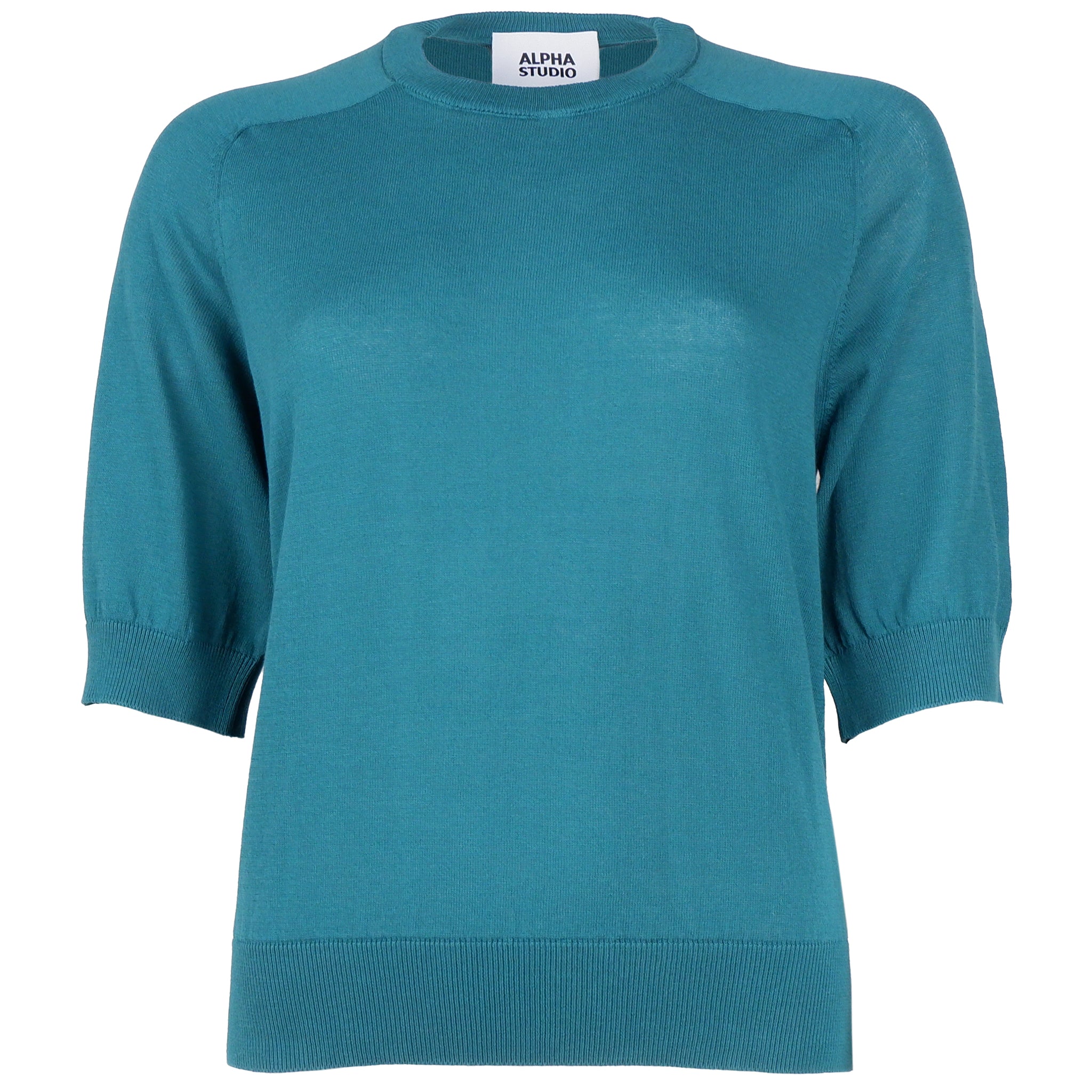 Alpha Studio Cotton Sweater Mid Sleeve Green