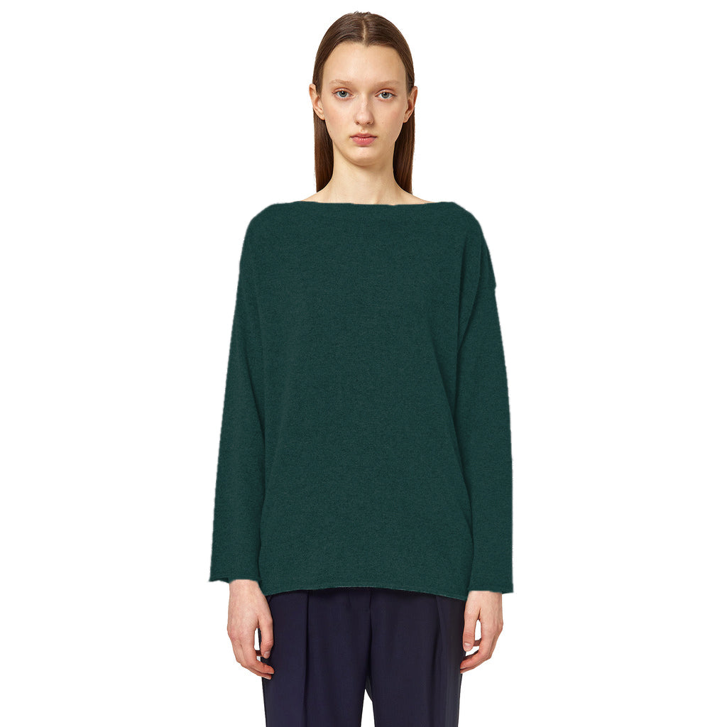 Alpha Studio Cashmere Sweater Neck Boat Ocean Blue