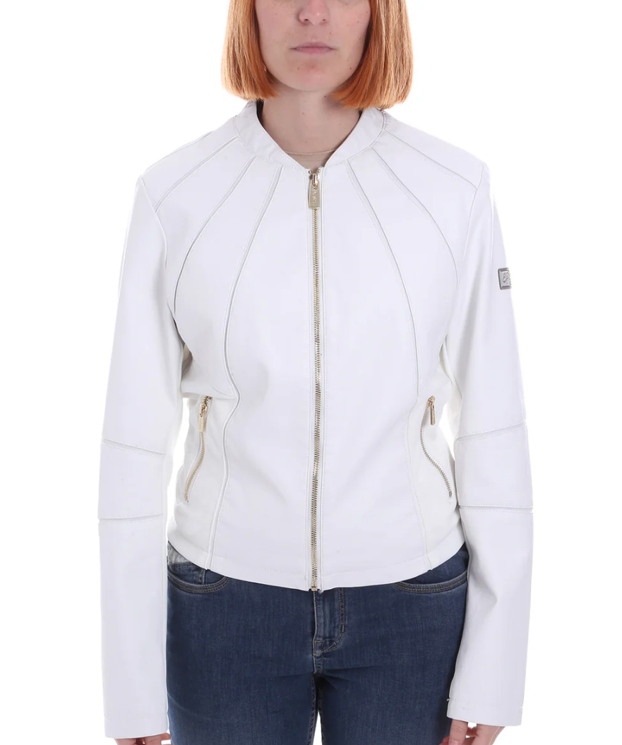 giacca ecopelle bianco
