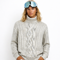 Balmain Man Metallic Cabled Turtleneck Grey