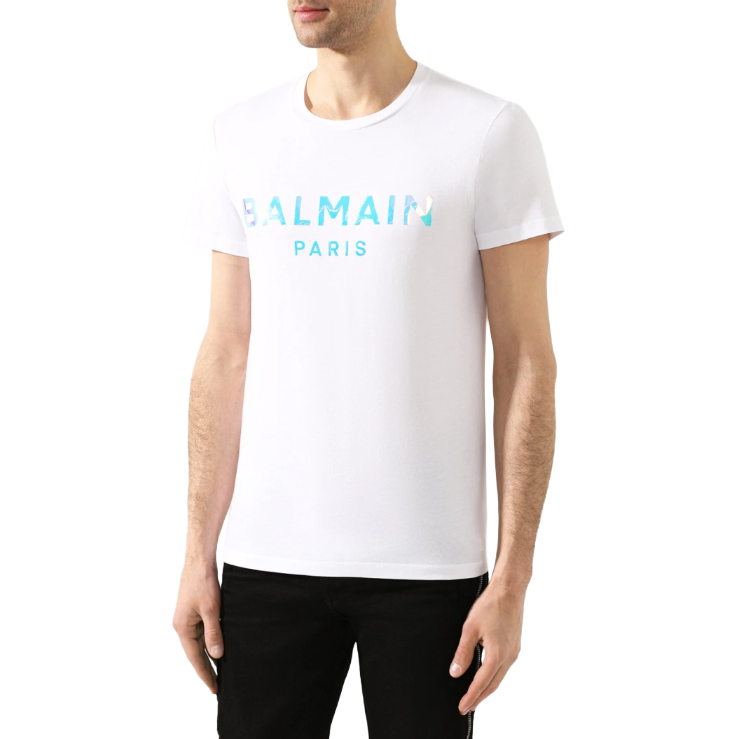 Balmain Man T-Shirt Balmain Paris Fluo White