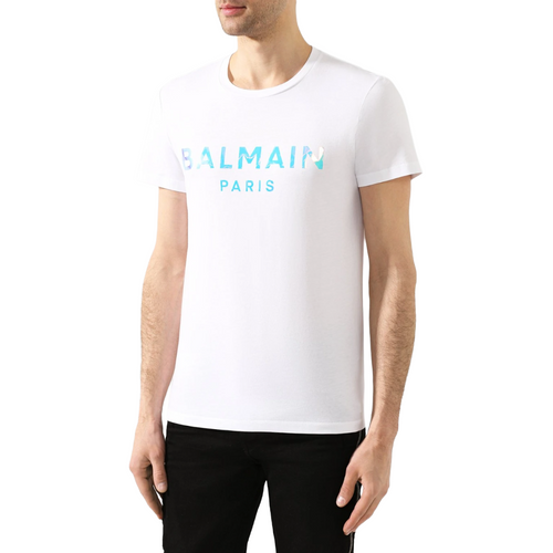 Balmain Man T-Shirt Balmain Paris Fluo White