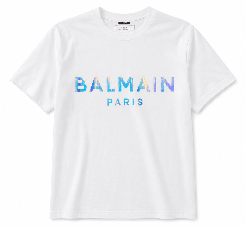 Balmain Man T-Shirt Balmain Paris Fluo White