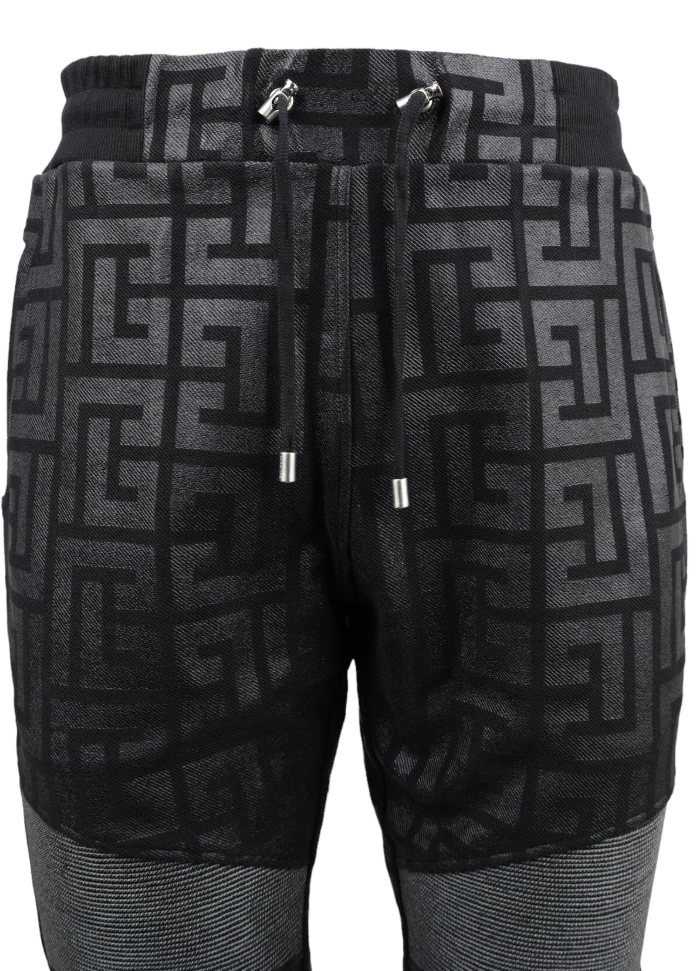 Balmain Man Trousers Jogging Print Black