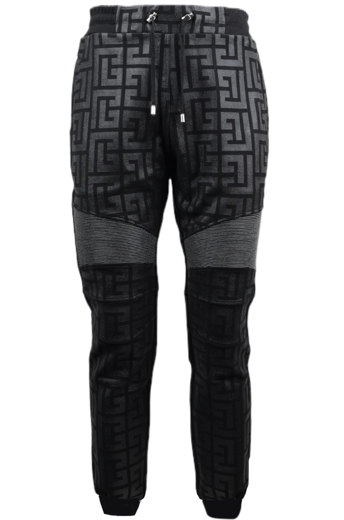 Balmain Man Trousers Jogging Print Black