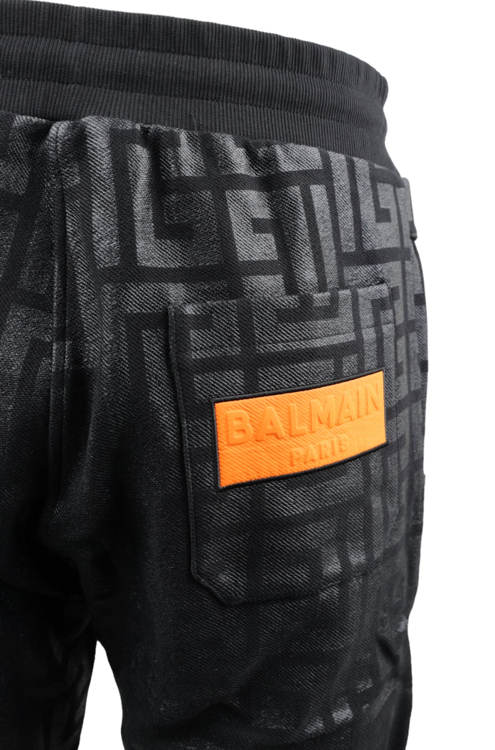 Balmain Man Trousers Jogging Print Black
