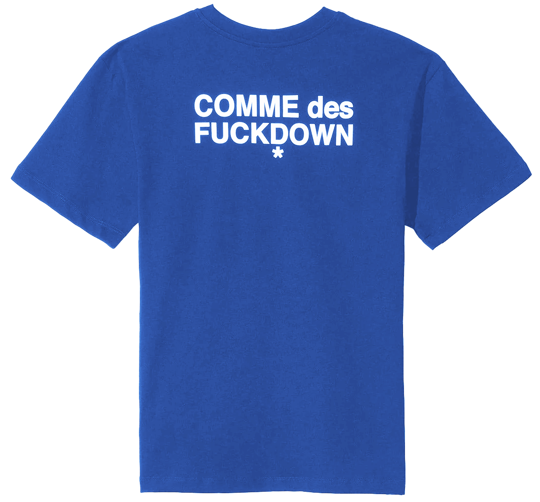 Comme Des Fuckdown Woman T-Shirt Print Blue