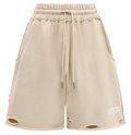 shorts con rotture beige