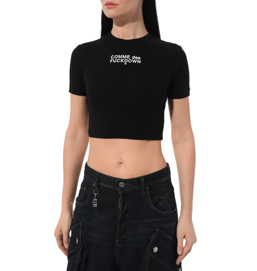 Comme Des Fuckdown Woman Black T-shirt & Top
