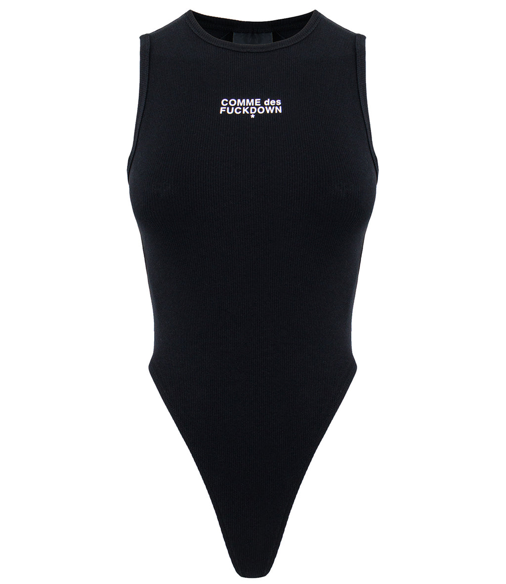 Comme Des Fuckdown Woman Black Bodysuits